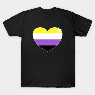 Nonbinary Flag - Nonbinary Heart T-Shirt